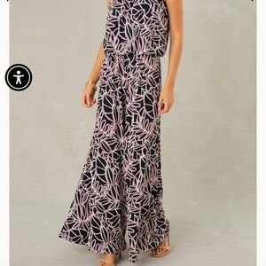 Isla Strapless Leaf Print Jumpsuit